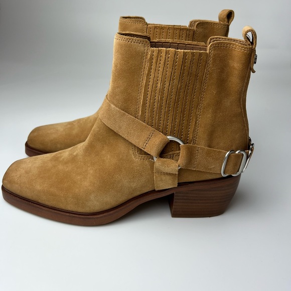 SAM EDELMAN Bellamie Suede Riding Heel Biker Boots Size 9 - Picture 3 of 16